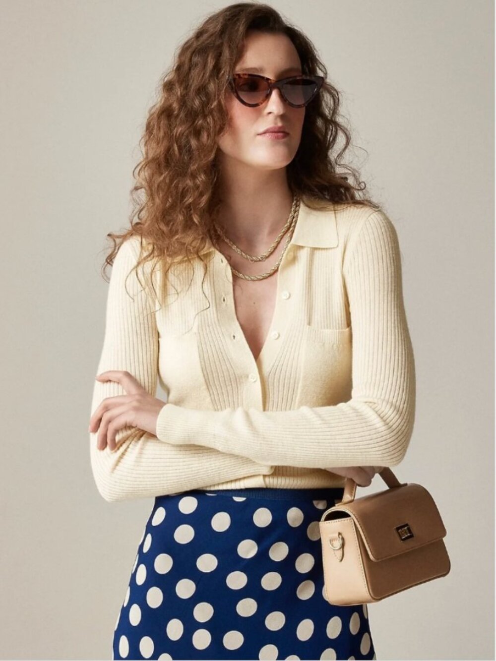 J.Crew Collared button up sweater in merino wool blend-CK393-HTHR MUSLIN-NWT